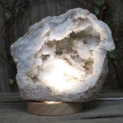 Natural Calcite Geode Lamp with Large LED Light Base DS1131 | Himalayan Salt Factory
