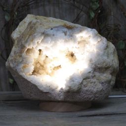 Natural Calcite Geode Lamp with Large LED Light Base DS1134 | Himalayan Salt Factory