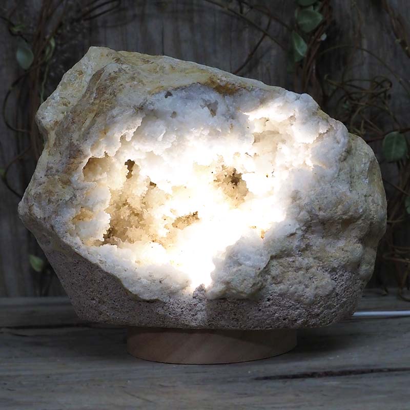3.55kg Natural Calcite Geode Lamp with Large LED Light Base DS1134 3 Natural Calcite Geode Lamp with Large LED Light Base DS1134 | Himalayan Salt Factory