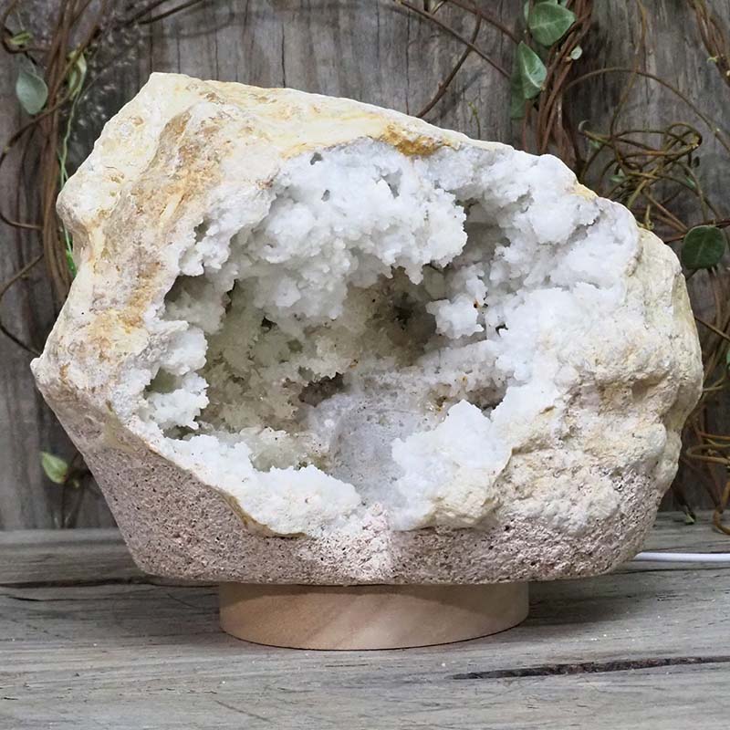 3.55kg Natural Calcite Geode Lamp with Large LED Light Base DS1134 4 Natural Calcite Geode Lamp with Large LED Light Base DS1134 | Himalayan Salt Factory
