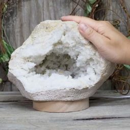 Natural Calcite Geode Lamp with Large LED Light Base DS1135 | Himalayan Salt Factory