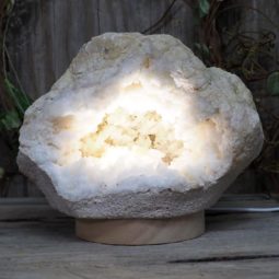 Natural Calcite Geode Lamp with Large LED Light Base DS1135 | Himalayan Salt Factory