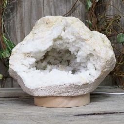 Natural Calcite Geode Lamp with Large LED Light Base DS1135 | Himalayan Salt Factory