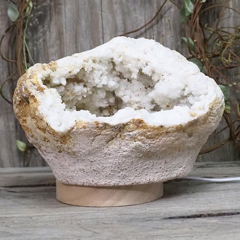 2.39kg Natural Calcite Geode Lamp with Large LED Light Base DS1136 4 Natural Calcite Geode Lamp with Large LED Light Base DS1136 | Himalayan Salt Factory
