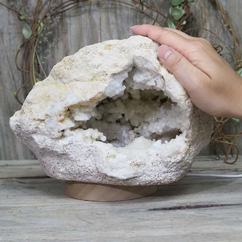 3.68kg Natural Calcite Geode Lamp with Large LED Light Base DS1138 5 Natural Calcite Geode Lamp with Large LED Light Base DS1138 | Himalayan Salt Factory