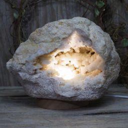 Natural Calcite Geode Lamp with Large LED Light Base DS1138 | Himalayan Salt Factory