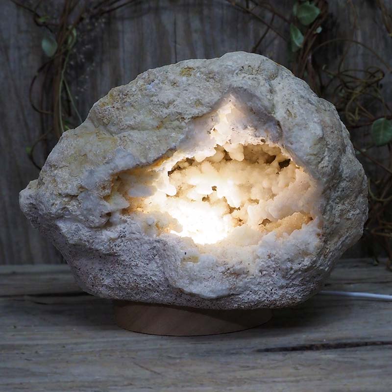 3.68kg Natural Calcite Geode Lamp with Large LED Light Base DS1138 3 Natural Calcite Geode Lamp with Large LED Light Base DS1138 | Himalayan Salt Factory