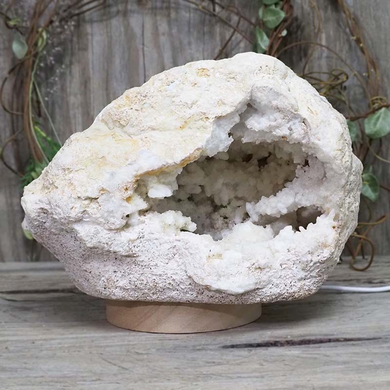 3.68kg Natural Calcite Geode Lamp with Large LED Light Base DS1138 4 Natural Calcite Geode Lamp with Large LED Light Base DS1138 | Himalayan Salt Factory