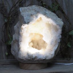 Natural Calcite Geode Lamp with Large LED Light Base DS1139 | Himalayan Salt Factory