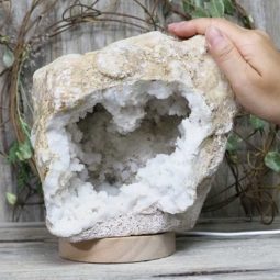 3.82kg Natural Calcite Geode Lamp with Large LED Light Base DS1144 9 Natural Calcite Geode Lamp with Large LED Light Base DS1144 | Himalayan Salt Factory