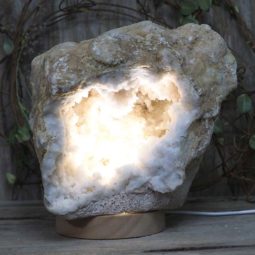 Natural Calcite Geode Lamp with Large LED Light Base DS1144 | Himalayan Salt Factory