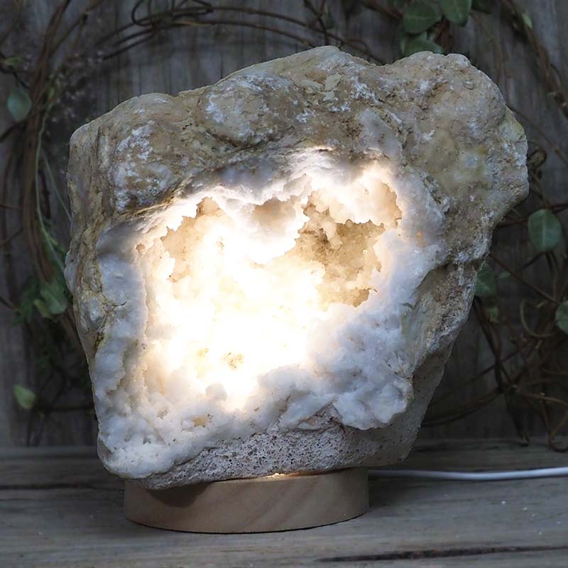 3.82kg Natural Calcite Geode Lamp with Large LED Light Base DS1144 3 Natural Calcite Geode Lamp with Large LED Light Base DS1144 | Himalayan Salt Factory