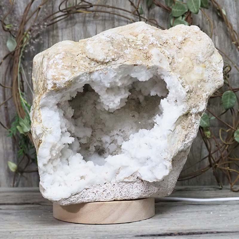3.82kg Natural Calcite Geode Lamp with Large LED Light Base DS1144 4 Natural Calcite Geode Lamp with Large LED Light Base DS1144 | Himalayan Salt Factory