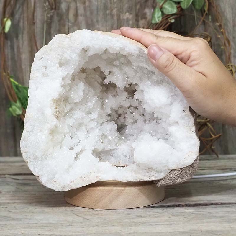 2.84kg Natural Calcite Geode Lamp with Large LED Light Base DS1156 4 Natural Calcite Geode Lamp with Large LED Light Base DS1156 | Himalayan Salt Factory