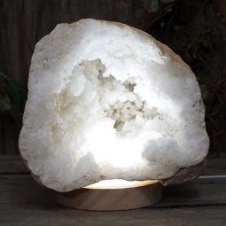Natural Calcite Geode Lamp with Large LED Light Base DS1156 | Himalayan Salt Factory