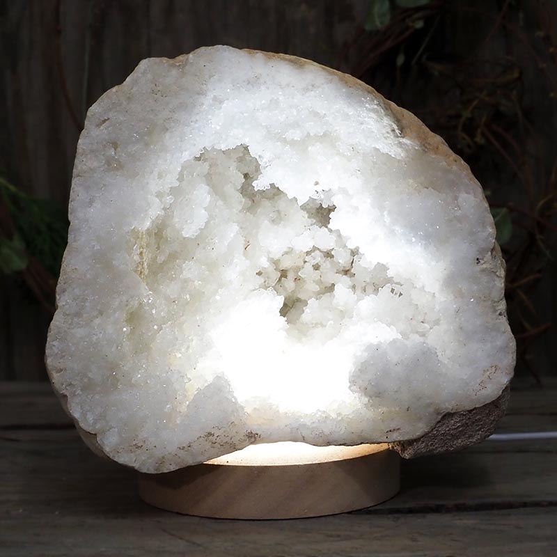 2.84kg Natural Calcite Geode Lamp with Large LED Light Base DS1156 3 Natural Calcite Geode Lamp with Large LED Light Base DS1156 | Himalayan Salt Factory