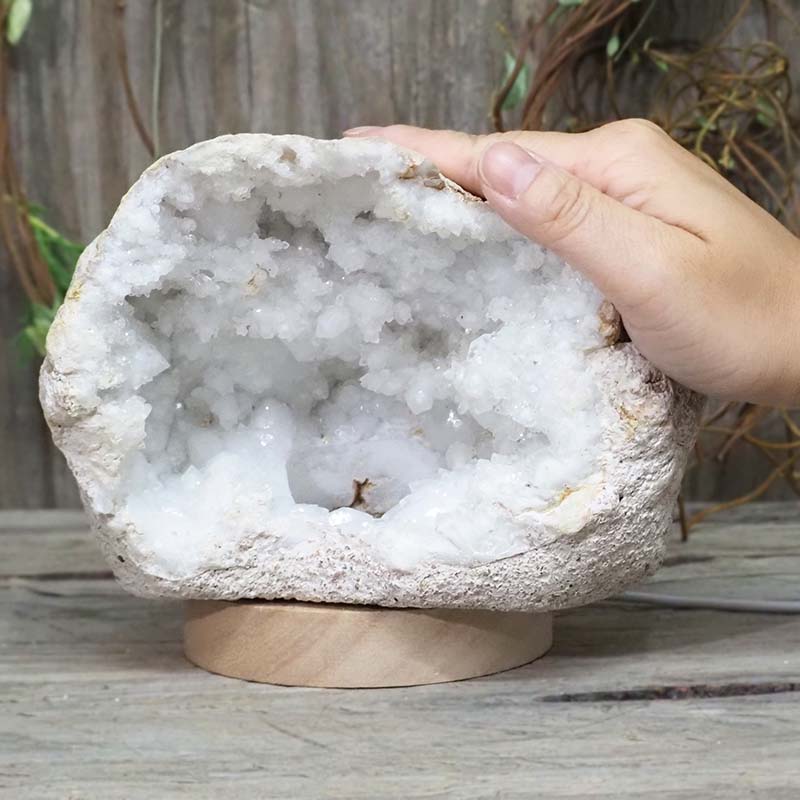 1.99kg Natural Calcite Geode Lamp with Large LED Light Base DS1157 4 Natural Calcite Geode Lamp with Large LED Light Base DS1157 | Himalayan Salt Factory