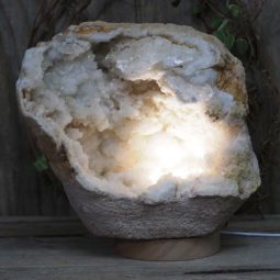 Natural Calcite Geode Lamp with Large LED Light Base DS1158 | Himalayan Salt Factory