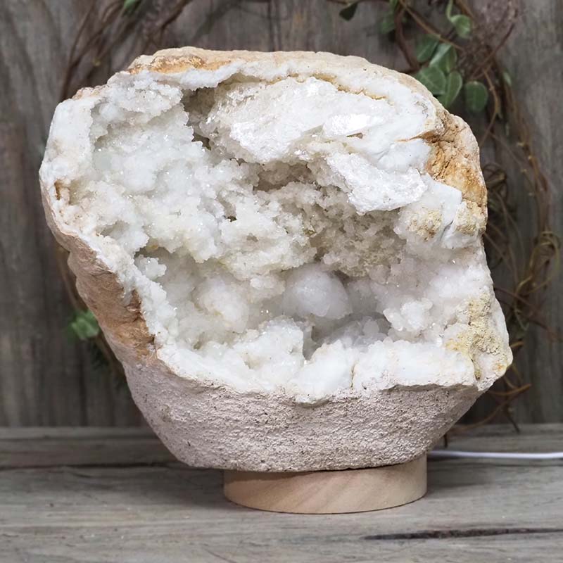 4.80kg Natural Calcite Geode Lamp with Large LED Light Base DS1158 5 Natural Calcite Geode Lamp with Large LED Light Base DS1158 | Himalayan Salt Factory