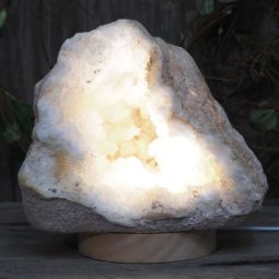 Natural Calcite Geode Lamp with Large LED Light Base DS1159 | Himalayan Salt Factory