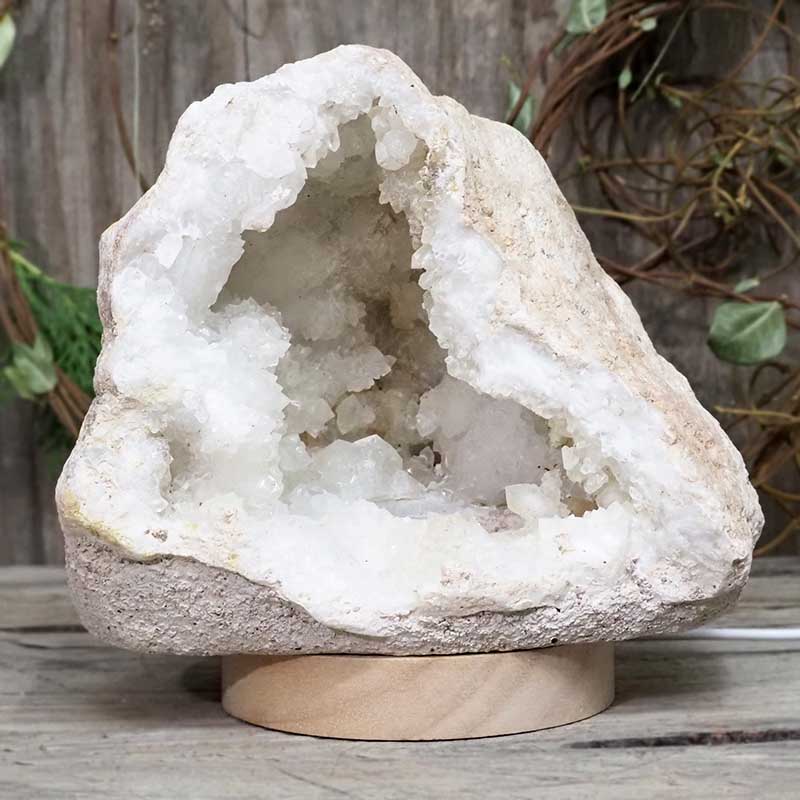 2.65kg Natural Calcite Geode Lamp with Large LED Light Base DS1159 5 Natural Calcite Geode Lamp with Large LED Light Base DS1159 | Himalayan Salt Factory