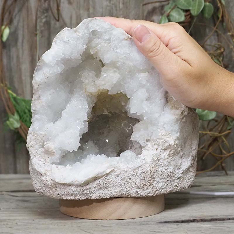 2.99kg Natural Calcite Geode Lamp with Large LED Light Base DS1162 4 Natural Calcite Geode Lamp with Large LED Light Base DS1162 | Himalayan Salt Factory