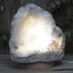 Natural Calcite Geode Lamp with Large LED Light Base DS1162 | Himalayan Salt Factory