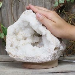 2.74kg Natural Calcite Geode Lamp with Large LED Light Base DS1164 8 Natural Calcite Geode Lamp with Large LED Light Base DS1164 | Himalayan Salt Factory