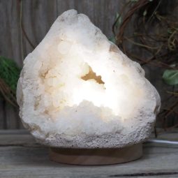 Natural Calcite Geode Lamp with Large LED Light Base DS1164 | Himalayan Salt Factory