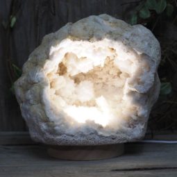 Natural Calcite Geode Lamp with Large LED Light Base DS1174 | Himalayan Salt Factory