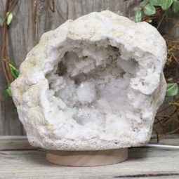 Natural Calcite Geode Lamp with Large LED Light Base DS1174 | Himalayan Salt Factory