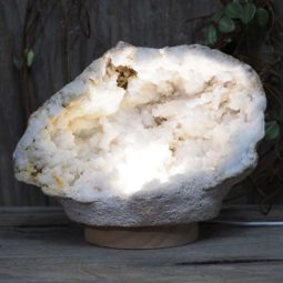 Natural Calcite Geode Lamp with Large LED Light Base DS1180 | Himalayan Salt Factory
