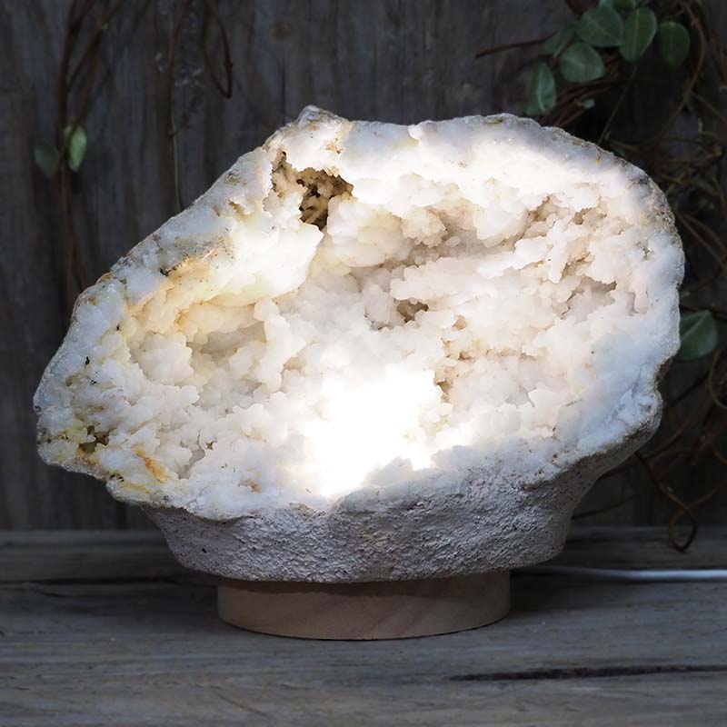 2.92kg Natural Calcite Geode Lamp with Large LED Light Base DS1180 3 Natural Calcite Geode Lamp with Large LED Light Base DS1180 | Himalayan Salt Factory