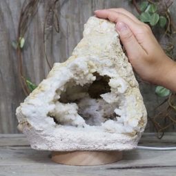 2.55kg Natural Calcite Geode Lamp with Large LED Light Base DS1187 8 Natural Calcite Geode Lamp with Large LED Light Base DS1187 | Himalayan Salt Factory