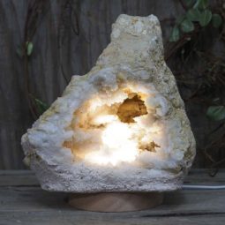 Natural Calcite Geode Lamp with Large LED Light Base DS1187 | Himalayan Salt Factory