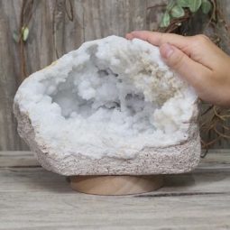 Natural Calcite Geode Lamp with Large LED Light Base DS1188 | Himalayan Salt Factory