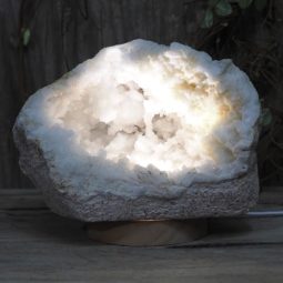 Natural Calcite Geode Lamp with Large LED Light Base DS1188 | Himalayan Salt Factory