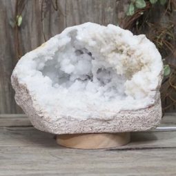 Natural Calcite Geode Lamp with Large LED Light Base DS1188 | Himalayan Salt Factory