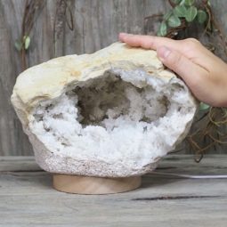 2.80kg Natural Calcite Geode Lamp with Large LED Light Base DS1190 8 Natural Calcite Geode Lamp with Large LED Light Base DS1190 | Himalayan Salt Factory