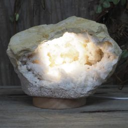 Natural Calcite Geode Lamp with Large LED Light Base DS1190 | Himalayan Salt Factory
