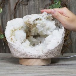 2.82kg Natural Calcite Geode Lamp with Large LED Light Base DS1192 8 Natural Calcite Geode Lamp with Large LED Light Base DS1192 | Himalayan Salt Factory