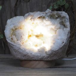 Natural Calcite Geode Lamp with Large LED Light Base DS1192 | Himalayan Salt Factory