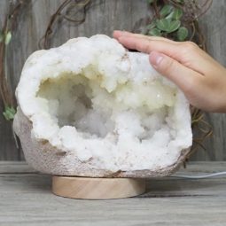 3.41kg Natural Calcite Geode Lamp with Large LED Light Base DS1193 8 Natural Calcite Geode Lamp with Large LED Light Base DS1193 | Himalayan Salt Factory
