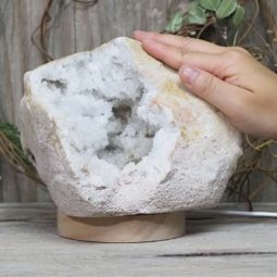 2.67kg Natural Calcite Geode Lamp with Large LED Light Base DS1197 9 Natural Calcite Geode Lamp with Large LED Light Base DS1197 | Himalayan Salt Factory