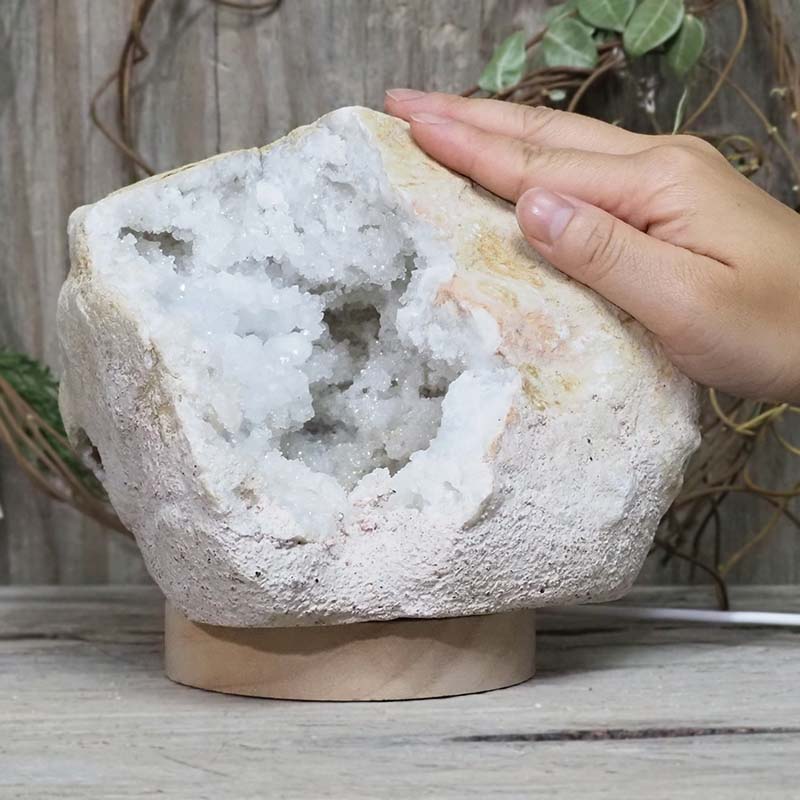 2.67kg Natural Calcite Geode Lamp with Large LED Light Base DS1197 5 Natural Calcite Geode Lamp with Large LED Light Base DS1197 | Himalayan Salt Factory