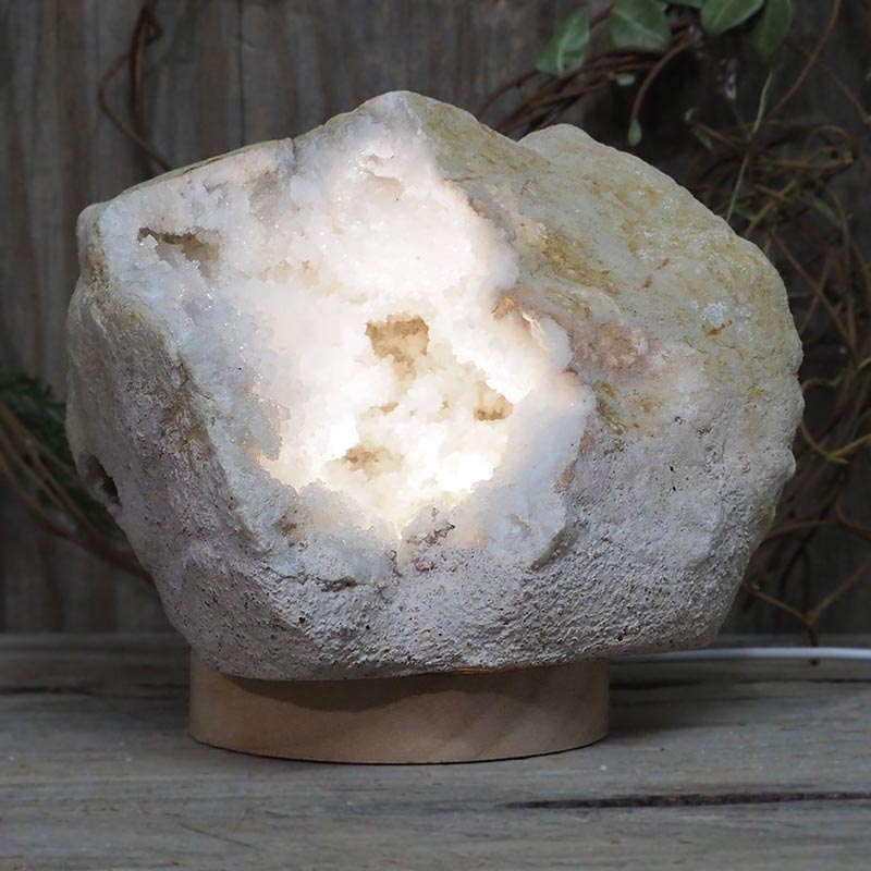 2.67kg Natural Calcite Geode Lamp with Large LED Light Base DS1197 4 Natural Calcite Geode Lamp with Large LED Light Base DS1197 | Himalayan Salt Factory