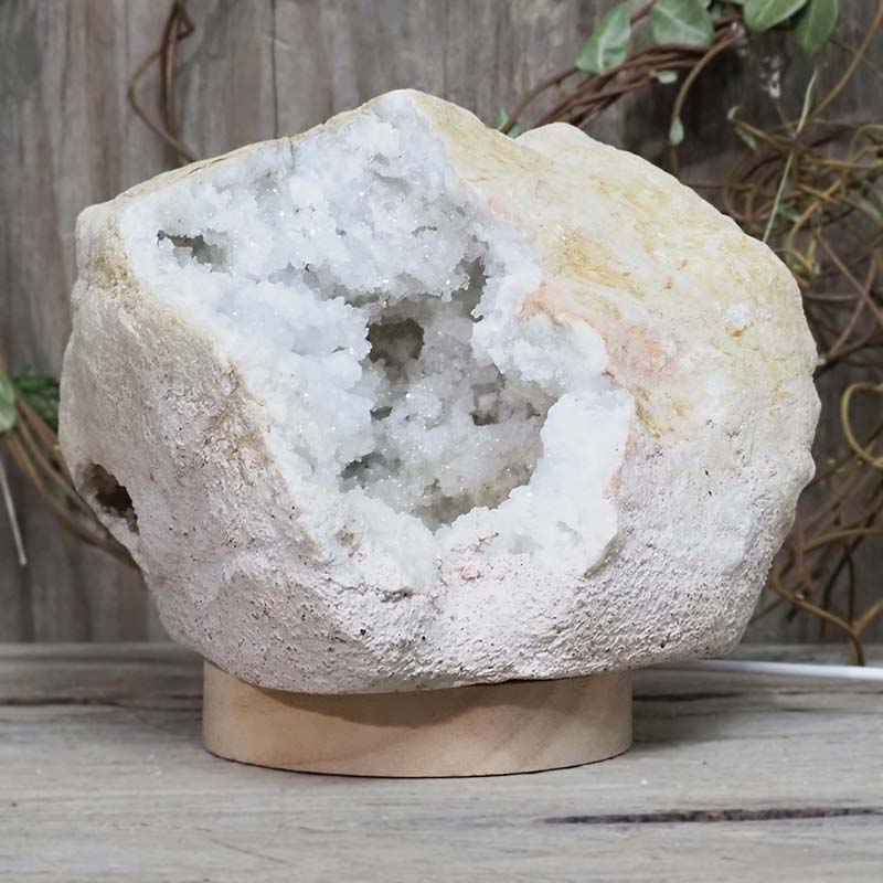 2.67kg Natural Calcite Geode Lamp with Large LED Light Base DS1197 6 Natural Calcite Geode Lamp with Large LED Light Base DS1197 | Himalayan Salt Factory