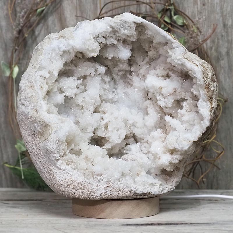 4.08kg Natural Calcite Geode Lamp with Large LED Light Base DS1200 5 Natural Calcite Geode Lamp with Large LED Light Base DS1200 | Himalayan Salt Factory
