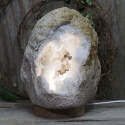 Natural Calcite Geode Lamp with Large LED Light Base DS1201 | Himalayan Salt Factory