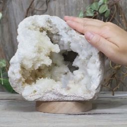 Natural Calcite Geode Lamp with Large LED Light Base DS1202 | Himalayan Salt Factory